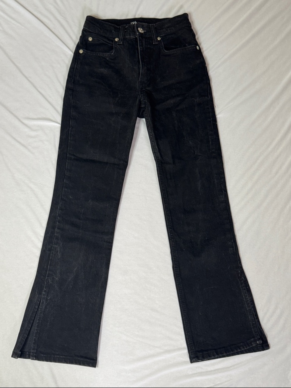 NWOT Zara Black Women's Bootcut Jeans with Slit